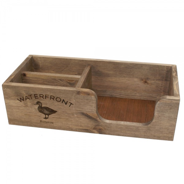 Wooden Condiment Box For Napkins & Cutlery